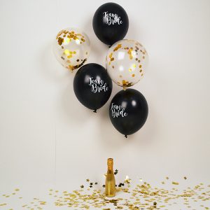 Team Bride Black & Gold Hen Party Balloon Pack