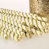 Gold & White Stripe Paper Straws