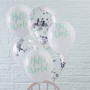 Hello World Baby Shower Confetti Balloon Pack