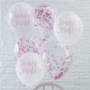 Team Bride White & Pink Confetti Hen Party Balloon Pack
