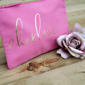 Pink Bag with Metallic Gold Print