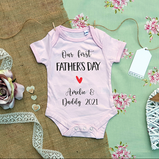 First Fathers Day Baby Grow in Pink