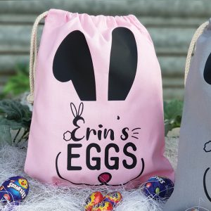 Pink Personalised Easter Egg Hunt Bag