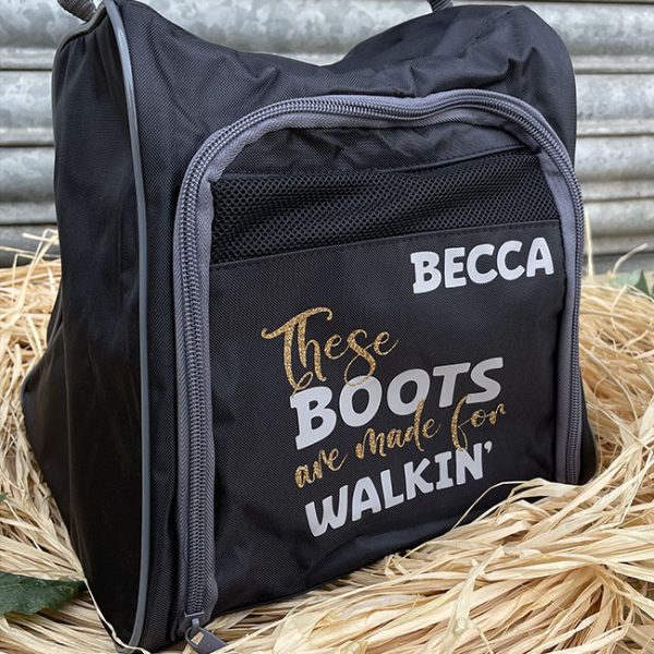 Boot Bag with Gold Glitter Vinyl