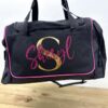 Personalised Initial Gym Bag with Glitter Initial and Name - Pink and Gold
