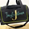 Personalised Initial Gym Bag with Glitter Initial and Name - Blue and Gold