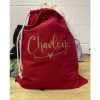 Large Red Storage Bag with Gold Glitter Print