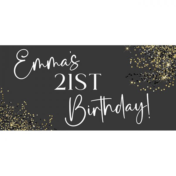 Black and Gold Personalised Birthday Banners