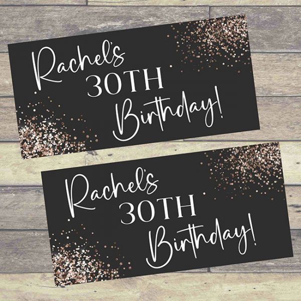 Black and Rose Gold Birthday Banners