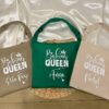Personalised Baking Queen Aprons - Khaki, Green and Natural
