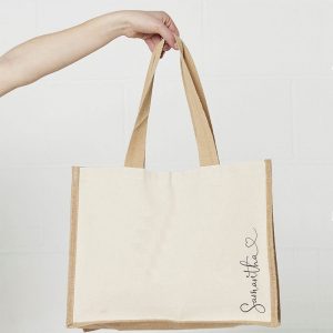 Personalised Large Jute Shopping Bag with Name