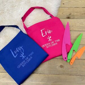 Queen Of The Kitchen Aprons in Pink and Blue