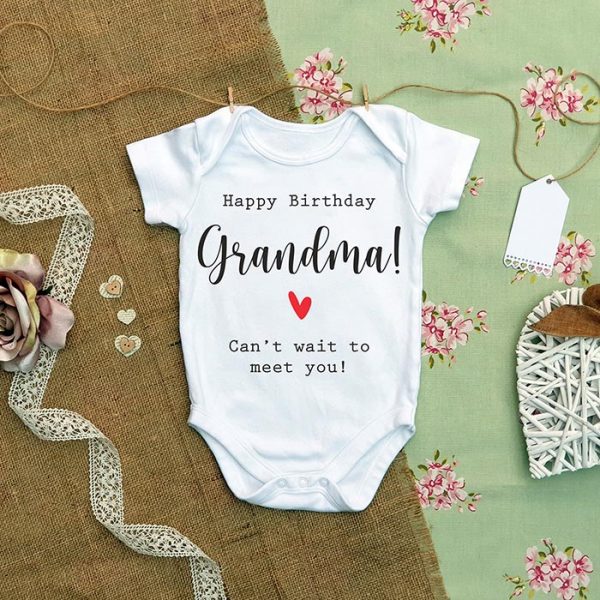 Happy Birthday Grandma Personalised Baby Grow in White