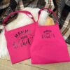 Adult and Child Apron Set with Personalised Text in Pink and Black