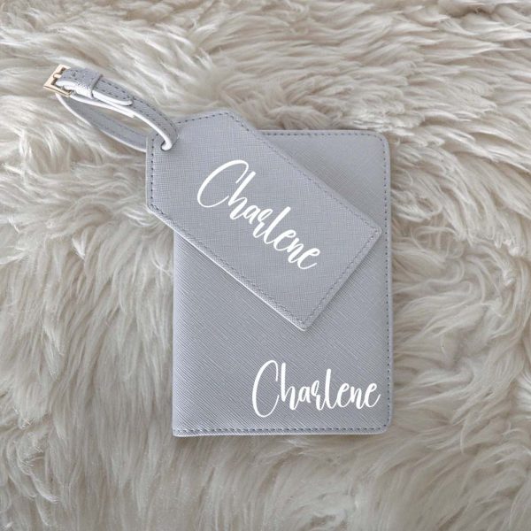 Personalised Hen Party Travel Set -Soft Grey and White