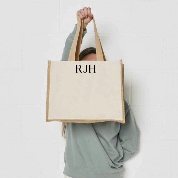 Personalised Jute Shopping Bag with Initials