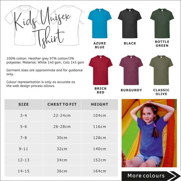 Kids Unisex T-shirt Colours Pg 1