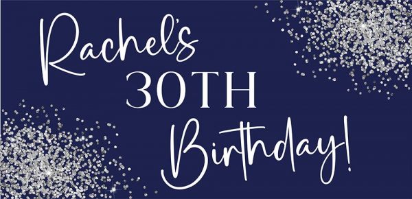 Navy And Silver Personalised 30th Birthday Banner