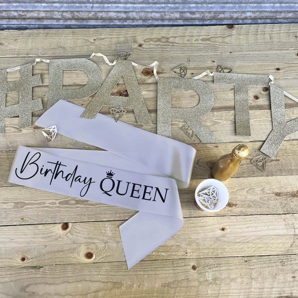Birthday Queen Glitter Sash