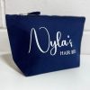 Personalised Cosmetic Bag Navy Blue with White Vinyl Font