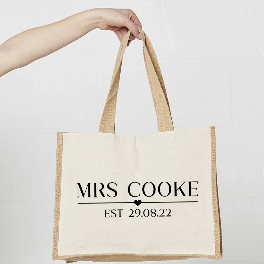Up close of Mrs Personalised Tote Bag