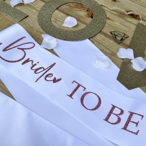 White Bride To Be Sash in Pink Glitter