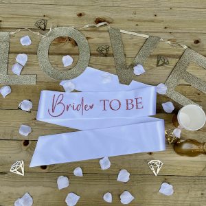 White and Pink Glitter Bride To Be Sash