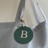 Grey Tote Bag with Green Keyring - Close Up