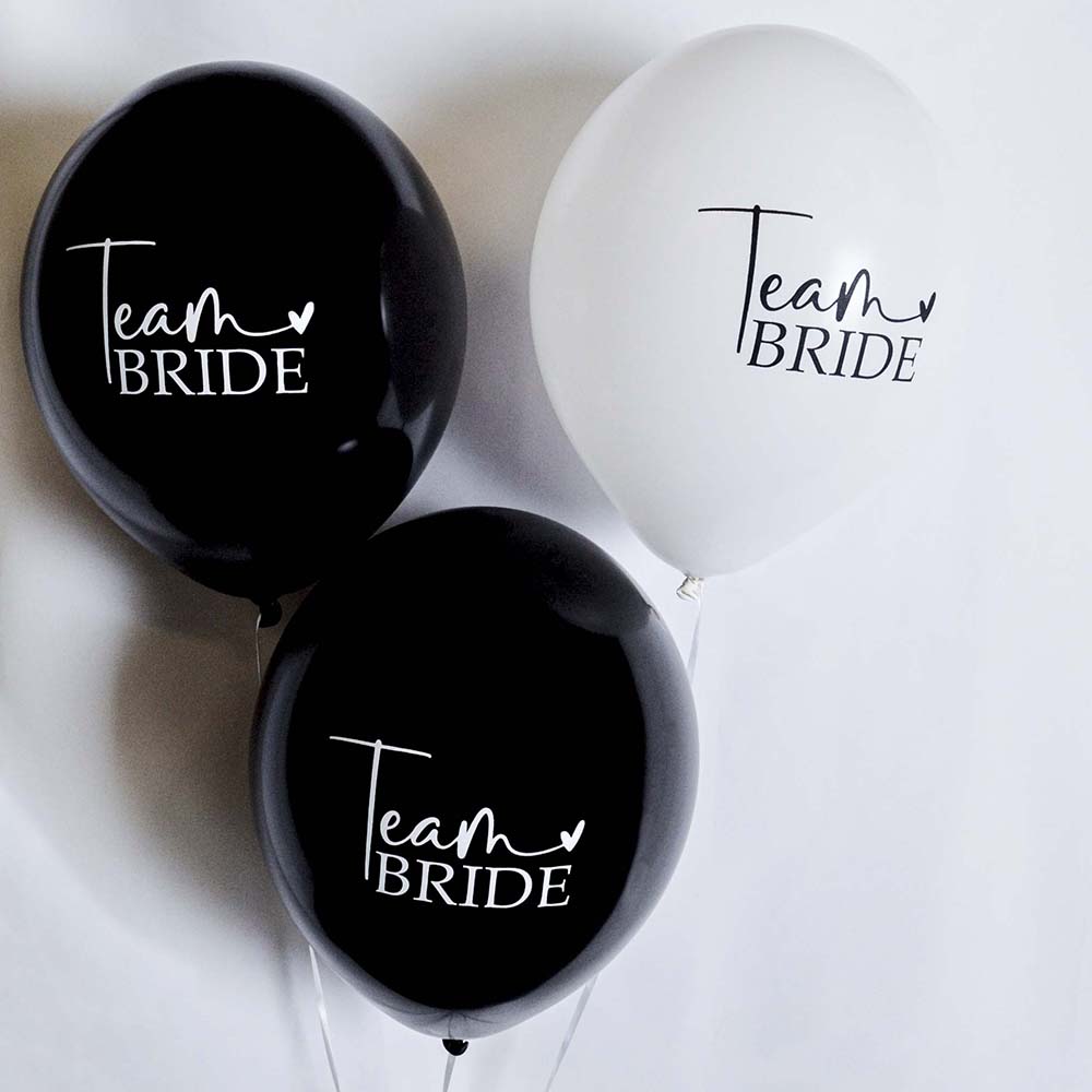 Hen Party Balloons - Team Bride Black and White
