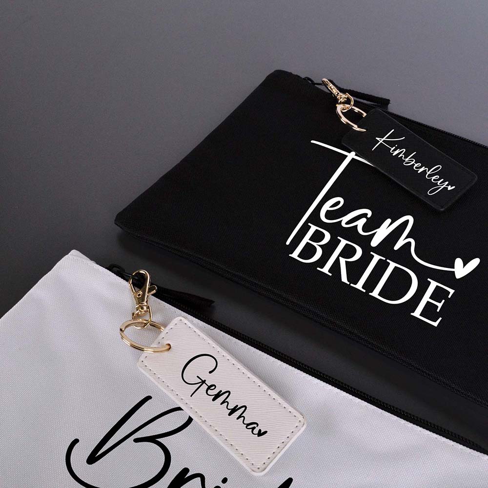 Team Bride Make Up Bags with Keyrings 2 and Names