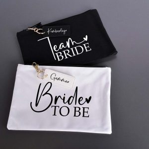 Team Bride Makeup Bag With Keyrings and Names