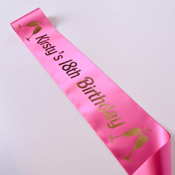 Personalised Gold Sash - Fuschia and Gold