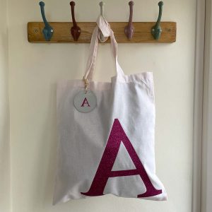 Glitter Tote Bag with Large Initial