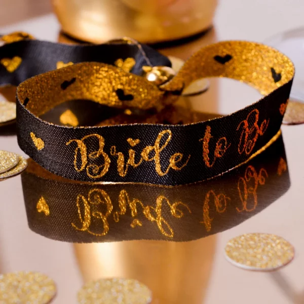 Black and Gold Bride To Be Wristband