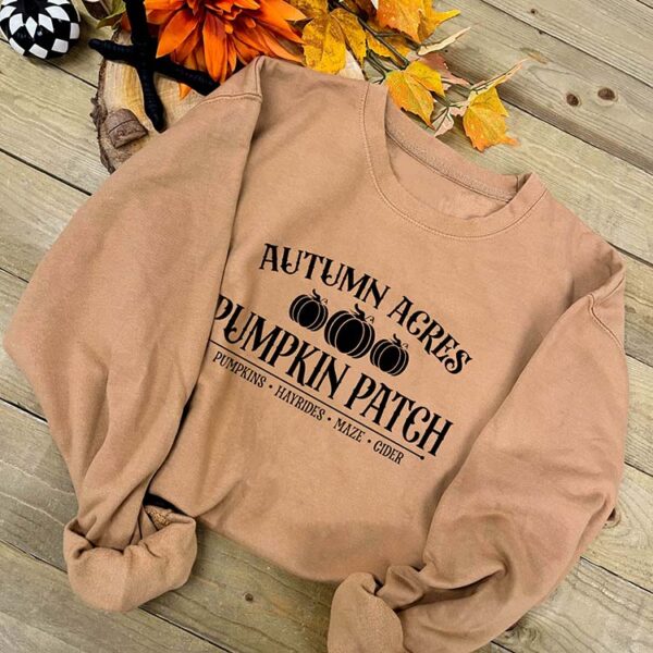 Autumn Acres Slogan Sweatshirt in Caramel Latte