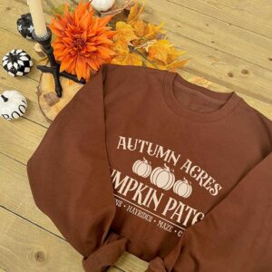 Autumn Acres Slogan Sweatshirt in Chocolate Fudge Brownie