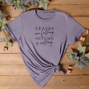Autumn Clothing - Leaves are Falling T-Shirt in Heather Purple