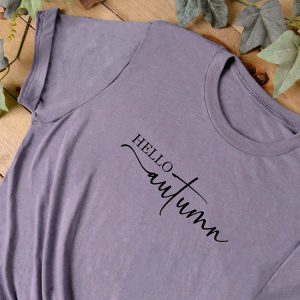 Autumn Graphic Tees - Hello Autumn - Purple