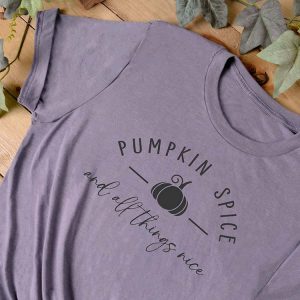 Pumpkin Spice Graphic Tee in Heather Purple