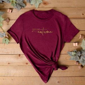 Hello Autumn T-Shirt - Burgundy