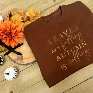 Autumn Leaves Slogan Sweatshirt in Chocolate Fudge Brownie