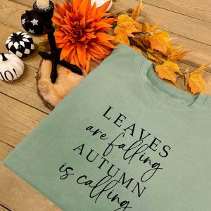 Autumn Leaves Slogan Sweatshirt in Dusty Green