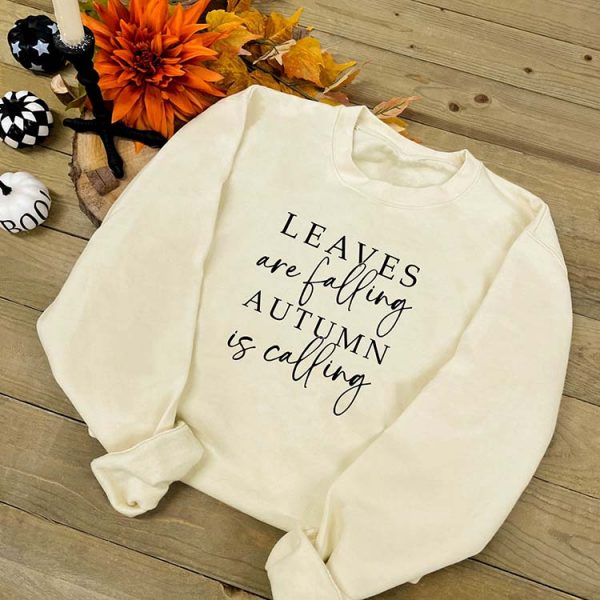 Autumn Leaves Slogan Sweatshirt in Vanilla Milkshake