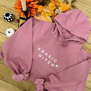 Basic Witch Slogan Hoodie in Pink