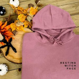 Resting Witch Face Slogan Hoodie in Dusty Purple