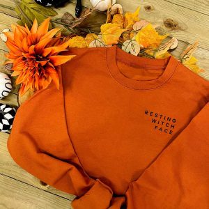 Resting Witch Face Slogan Sweatshirt in Ginger Biscuit