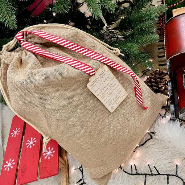 Hessian Gift Sack - Christmas Gift Sack with Personalised Tag