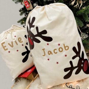 Rudolph Gift Sack - Personalised with Name