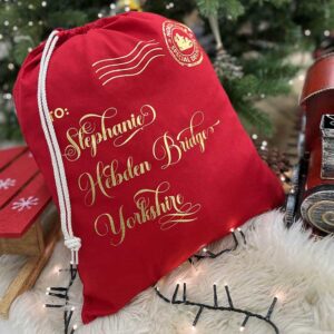 Christmas Delivery Gift Sack in Red and Gold