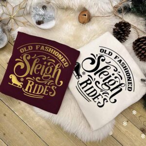 Winter Sleigh Rides Jumper - Adult and Child Set in Burgundy and Vanilla